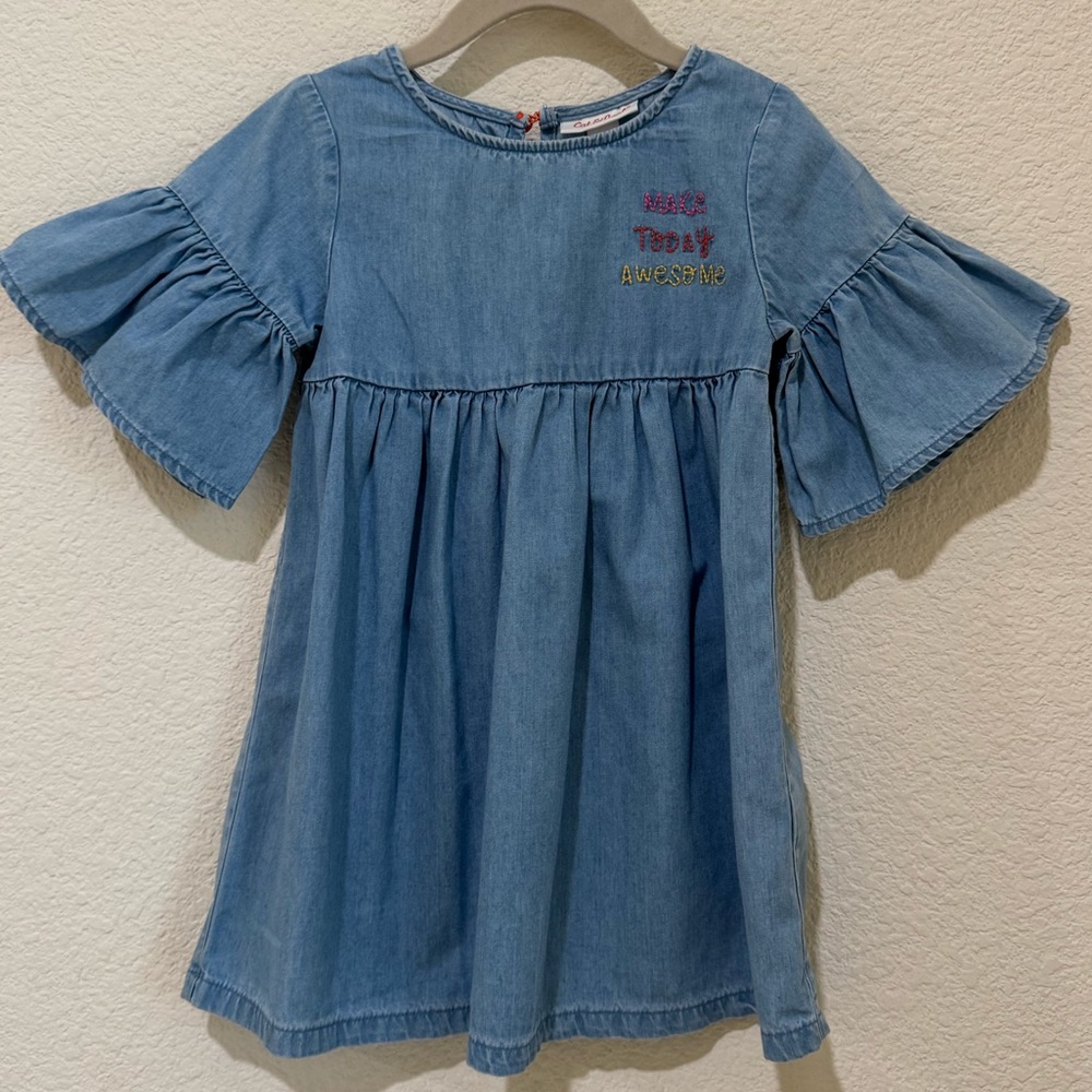 Cat & Jack Light Blue Dress with Embroidery